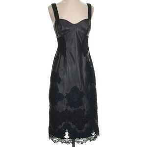 Diane Von Furstenberg Black Midi Leather dress